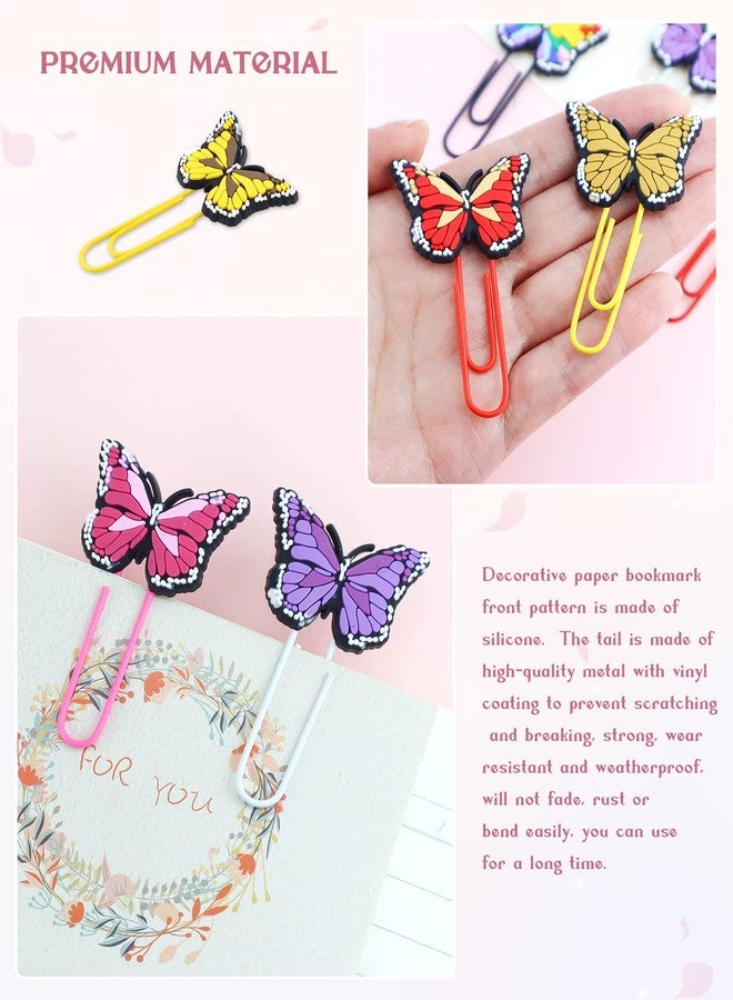 YETOOME 16 Pcs Cute Bookmark Paper Clips Cartoon Silicone Bookmarks with Colorful Paperclips for Kids School Teacher Office Supply Student Stationery (Butterfly Style) - Image 3