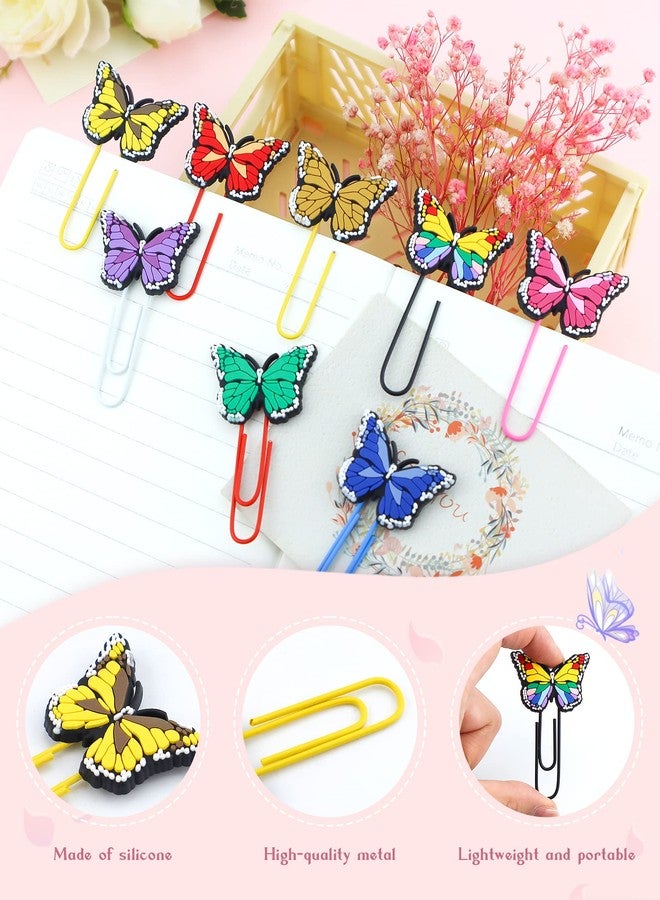 YETOOME 16 Pcs Cute Bookmark Paper Clips Cartoon Silicone Bookmarks with Colorful Paperclips for Kids School Teacher Office Supply Student Stationery (Butterfly Style) - Image 4