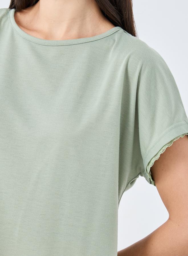 ستايلي طقم بيجامة بطبعة هندسية وأكمام مزينة بالدانتيل - Image 3