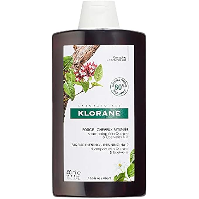Klorane STRENGTHENING QUININE AND ORGANIC EDELWEISS SHAMPOO  TIRED HAIR, HAIR LOSS  SULPHATE-FREE, VEGAN* FORMULA  1X 400ML BOTTLE - Image 2