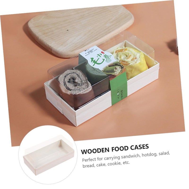 Wooden Sandwich Cases With Lids 10pcs Disposable 180x90mm Bakery Food Storage Containers - Image 4