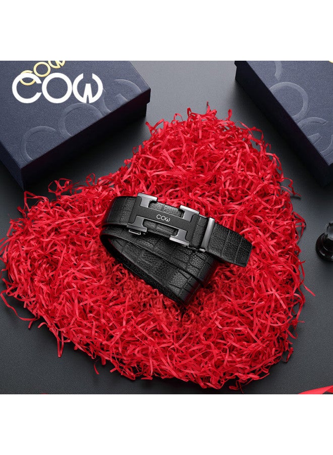 Cow Men's Belt, Fashionable Top-layer Cowhide Automatic Buckle Waistband, Business Trouser Belt Gift Box, Birthday Gift - Image 3