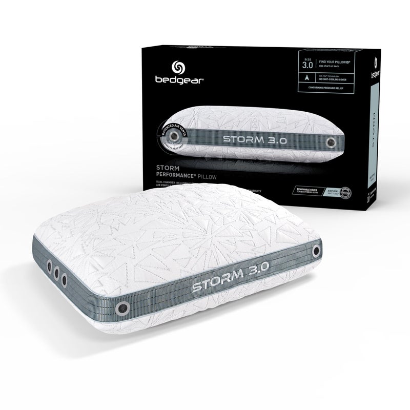 Bedgear Storm Performance Pillow 30 Cooling Bed Pillow for Hot Sleepers Medium Firm Support for All Sleep Positions DualSided Comfort Breathable AirX Mesh Washable VerTex Cover 20 x 26