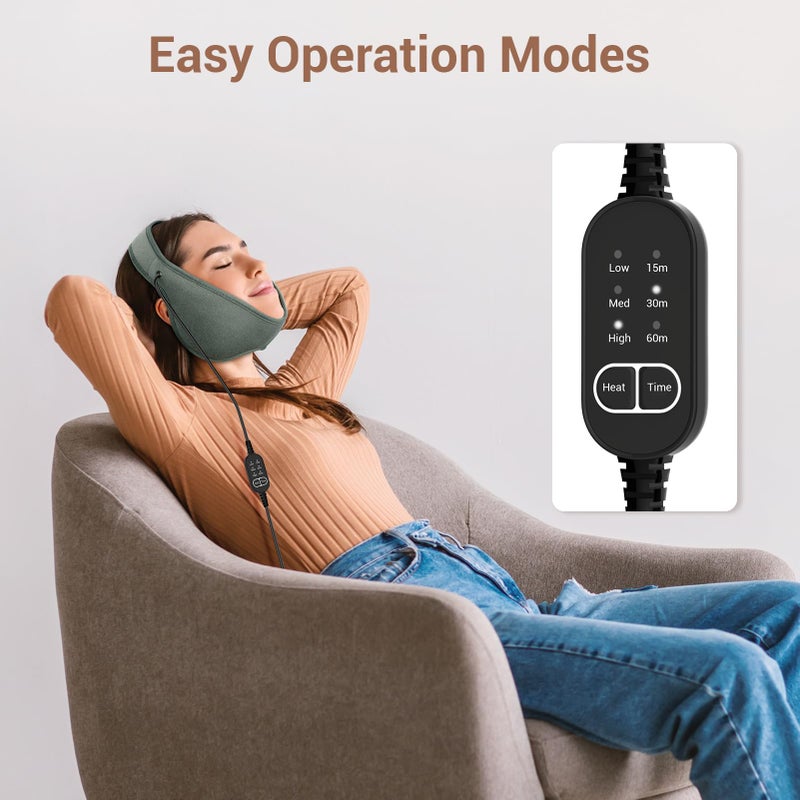 Comfytemp Face Heating Pad for TMJ Relief, Heated Face Mask with 3 Heat and Time Settings, USB Electric Wearable Heating Pad for Face Jaw Chin Wisdom Teeth, Oral and Facial Surgery - Image 2