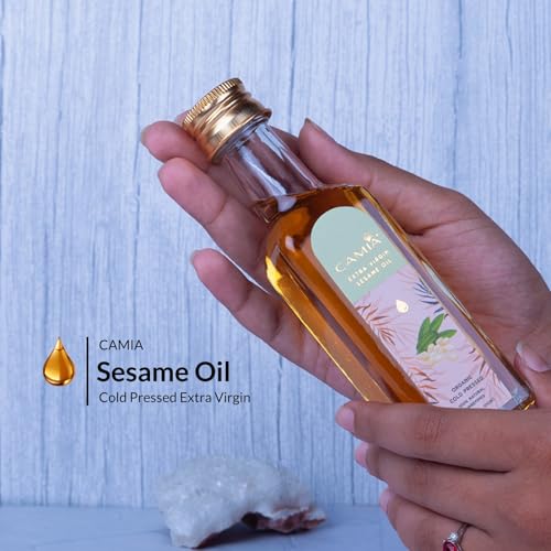 CAMIA Premium Sesame Oil for Skin & Hair Care (Til/Gingelly) | Organic & Cold Pressed Oil | 100% Natural & Preservatives Free | Body Massage & Hair Oil | 100 ML Glass Bottle - Image 2