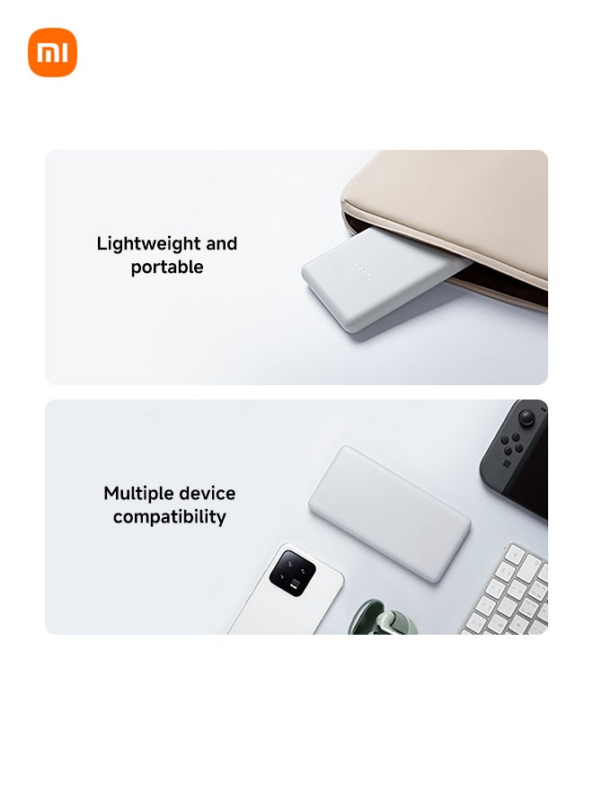 Xiaomi 10000 mAh Power Bank Lite, 22.5W Fast Charging, USB-C & 2 USB Ports - Light Gray - Image 2