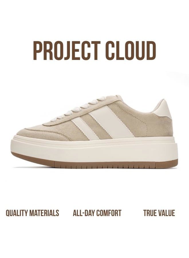 Project Cloud Platform Sneakers for Women - Lightweight Memory Foam Insole Womens Sneakers - Non-Slip Fashion Sneakers for Women Footwear - Women's Fashion Platform Shoes (Nita), Taupe, 5.5 - Image 3