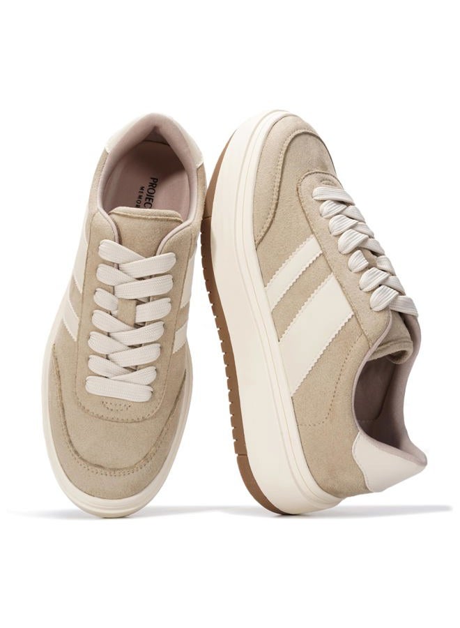 Project Cloud Platform Sneakers for Women - Lightweight Memory Foam Insole Womens Sneakers - Non-Slip Fashion Sneakers for Women Footwear - Women's Fashion Platform Shoes (Nita), Taupe, 5.5 - Image 1