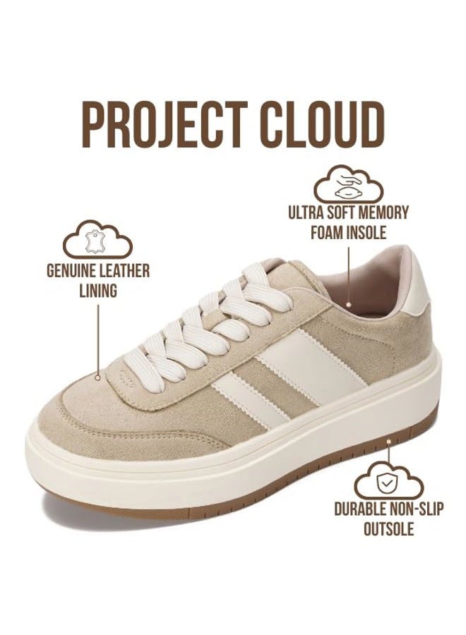Project Cloud Platform Sneakers for Women - Lightweight Memory Foam Insole Womens Sneakers - Non-Slip Fashion Sneakers for Women Footwear - Women's Fashion Platform Shoes (Nita), Taupe, 5.5 - Image 2