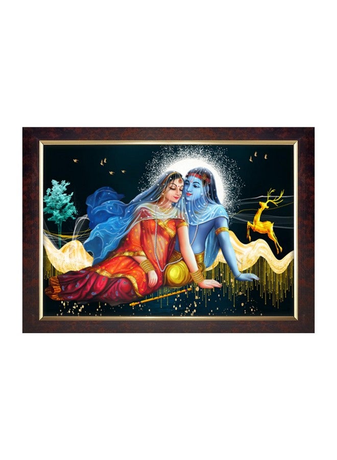 Dharvika Innovations Dharvika Innovations Radha Krishna Photo Frame Big Size Home Decoration with Sparkle Coated Lamination (14x20 Inch) - 20515 - Image 1
