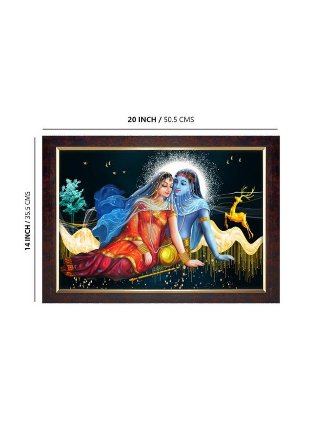 Dharvika Innovations Dharvika Innovations Radha Krishna Photo Frame Big Size Home Decoration with Sparkle Coated Lamination (14x20 Inch) - 20515 - Image 2