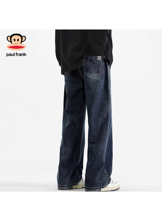 Paul Frank Men's Spring Loose Straight Leg Jeans Casual Versatile Denim Pants Gray Regular 2XL - Image 3