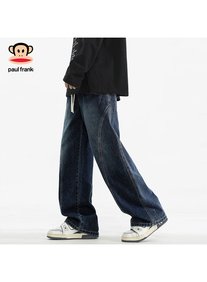 Paul Frank Men's Spring Loose Straight Leg Jeans Casual Versatile Denim Pants Gray Regular 2XL - Image 1