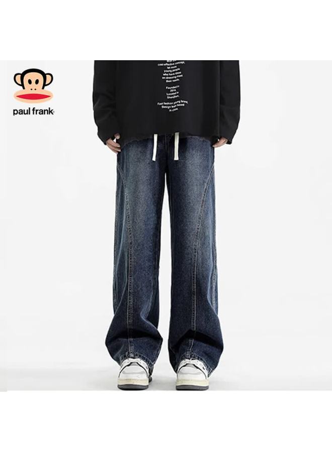 Paul Frank Men's Spring Loose Straight Leg Jeans Casual Versatile Denim Pants Gray Regular 2XL - Image 2