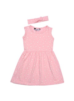 Baby Co. Pink stars printed dress with head band.  - Image 1