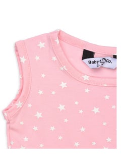 Baby Co. Pink stars printed dress with head band.  - Image 2