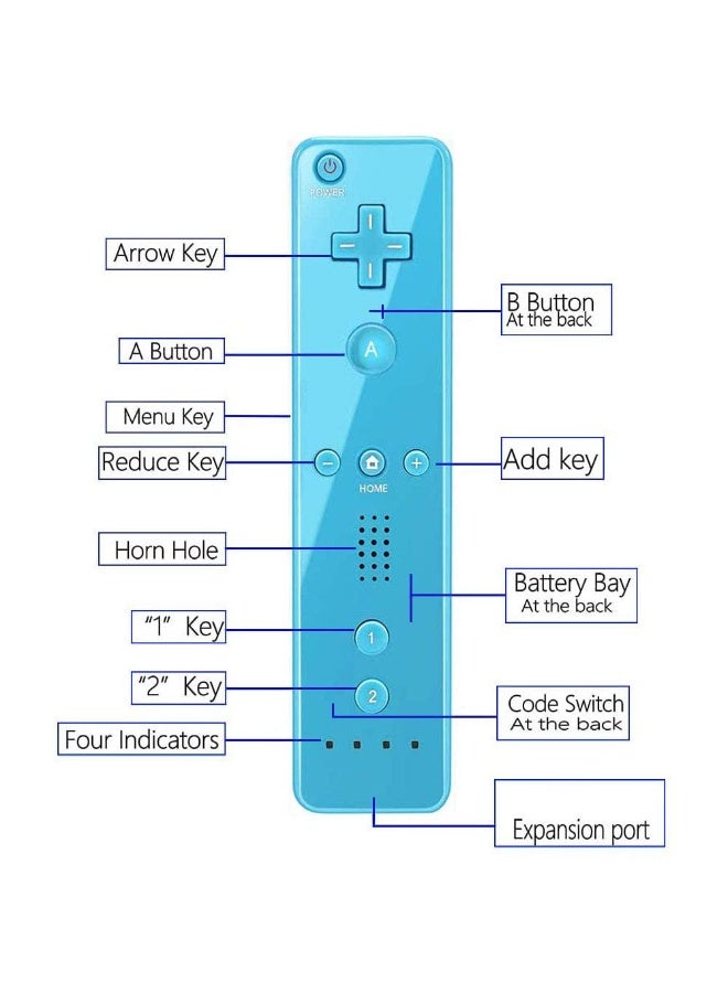 Remote Controller and Nunchaku Controller Replacement for Wii Remote Controller,Built in 3-axis Motion Sensor,Compatible with Nintendo Wii/Wii U,with Silicone Case and Wrist Strap (Blue 1set) - Image 3