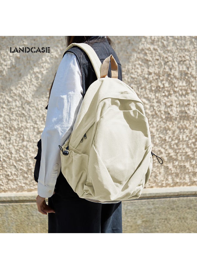 Landcase Backpack For Women, New Large Capacity Schoolbag, Stylish Travel Bag, Lightweight Laptop Bag For Men, 1527 White