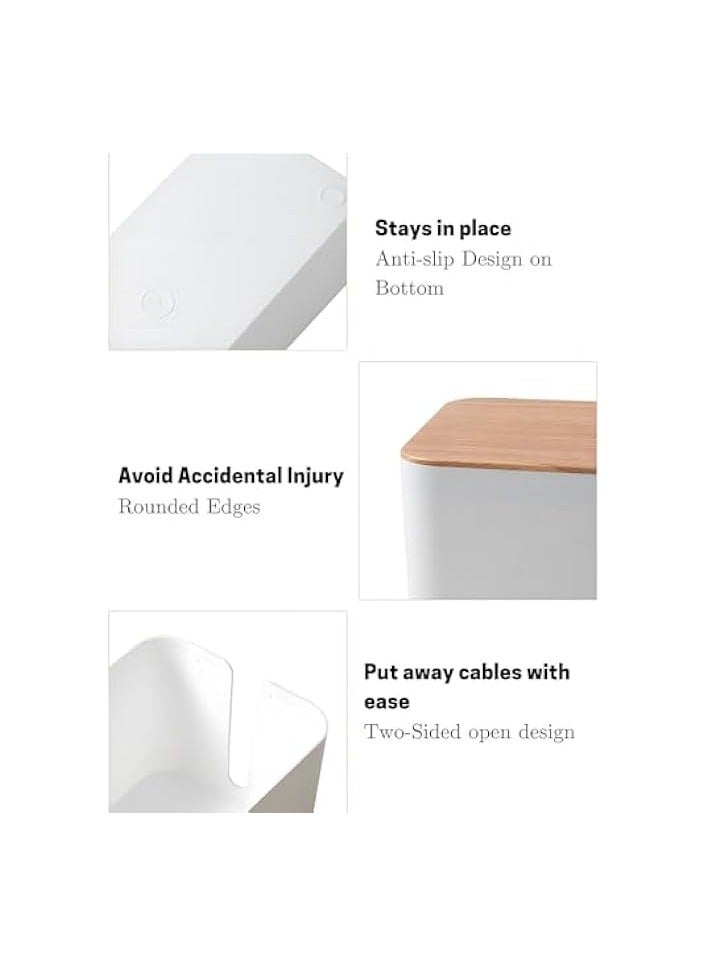 erorex Cable Management Box, 2 Pack Large Extension Cable Organizer Box with Slotted Top, Bamboo Style Cable Organizer Box, Cord Organizer Box to Hide Surge Protector on Desk or Floor - Image 4