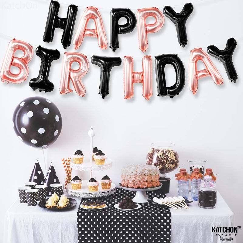 KatchOn, Happy Birthday Balloons - 16 Inch | Rose Gold And Black Birthday Banner | Black And Rose Gold Balloons, Happy Birthday Decorations | Happy Birthday Sign, Black And Rose Gold Party Decorations - Image 3