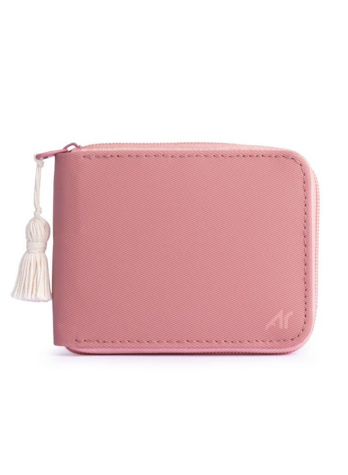 ايه ار سابلاي Ar Bella Wallet من Arij Bags | محفظة حريمي بسوستة بخامة مقاومة للمياه للاستخدام اليومي، تشيل 14 كارت + جيب كاش + جيب سري + نافذة بطاقة + حماية RFID (11 × 9 × 2 سم) (وردي) - Image 1