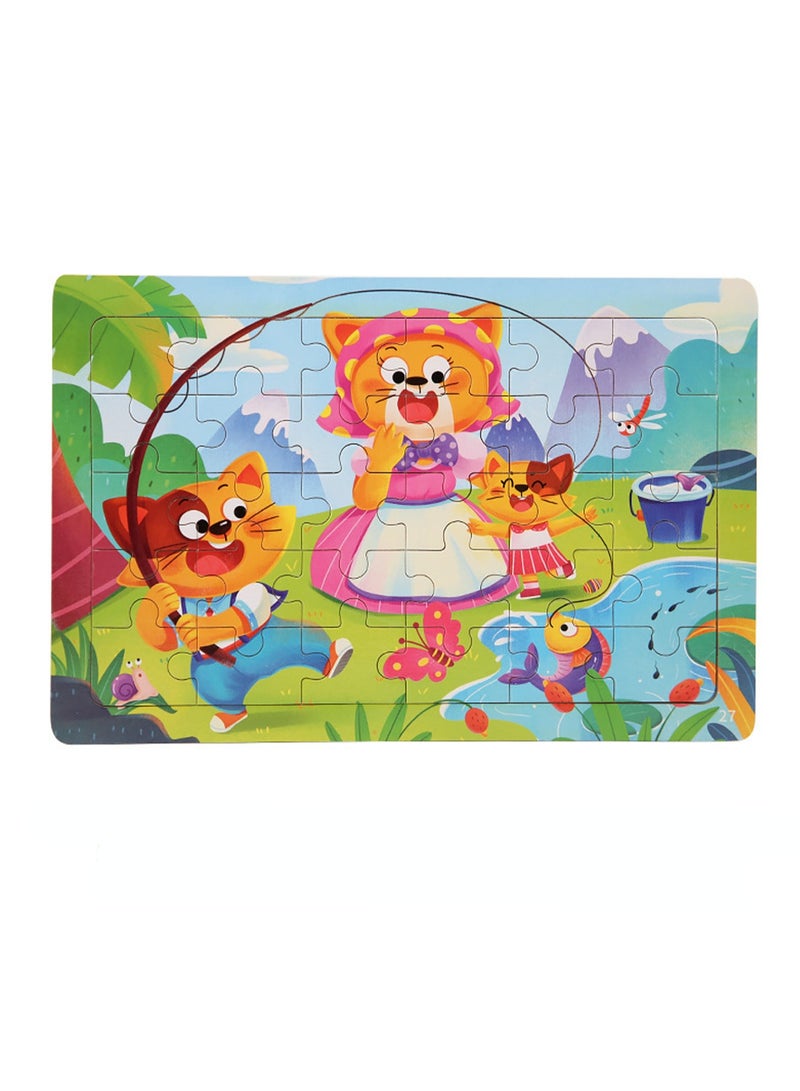 مجموعة أحجيات الصور المقطوعة من سلسلة الرسوم المتحركة الخشبية التعليمية للأطفال، حقيبة هدايا مناسبة - Image 1