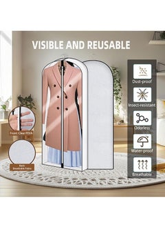 Muyixin Hanging Garment Bags 5 Piece Set 60" 40" Clear Dust Proof Clothes Bag with Gussetes  - Image 4