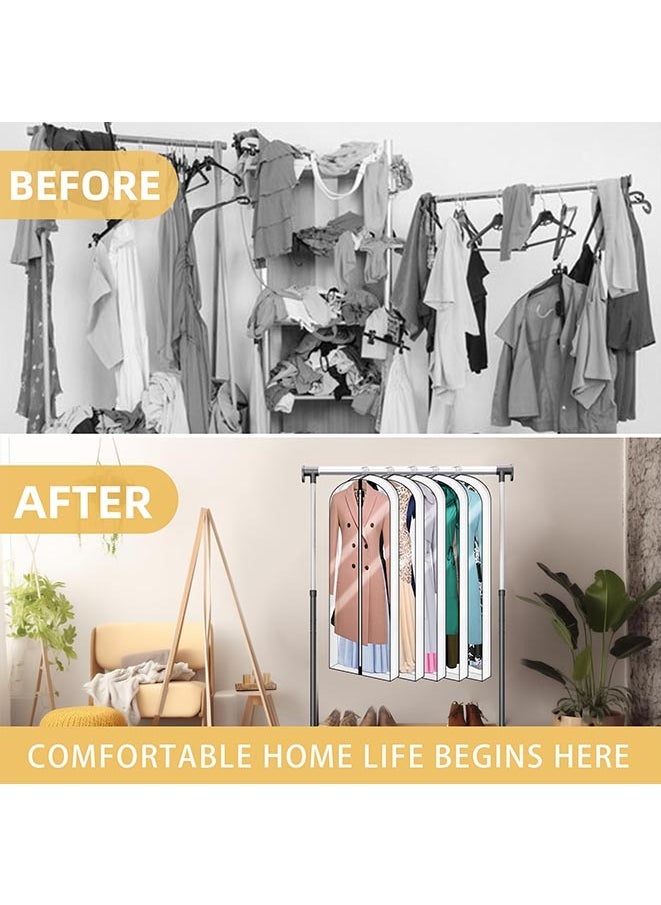 Hanging Garment Bags 5 Piece Set 60" 40" Clear Dust Proof Clothes Bag with Gussetes