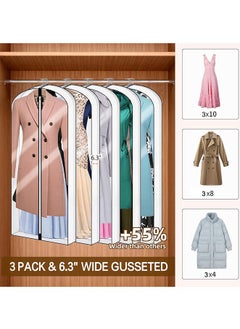 Muyixin Hanging Garment Bags 5 Piece Set 60" 40" Clear Dust Proof Clothes Bag with Gussetes  - Image 3