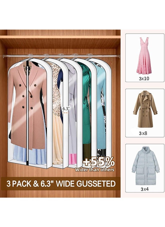 Hanging Garment Bags 5 Piece Set 60" 40" Clear Dust Proof Clothes Bag with Gussetes