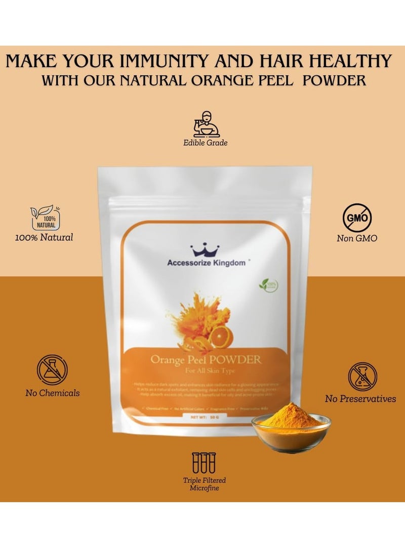 Accessories 22 Orange Peel Powder (50gm) â€“ 100% Natural & Pure | Suitable for Skin & Hair | Brightens Skin, Reduces Dark Spots & Unclogs Pores | Absorbs Excess Oil, Controls Acne & Promotes Healthy Scalp - Image 2