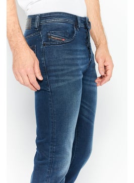 DIESEL Men Regular Fit Washed Buster Slim-Tapered Jeans, Navy  - Image 3