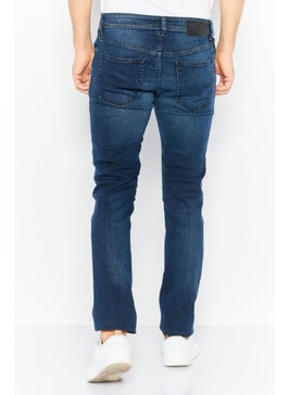 DIESEL Men Regular Fit Washed Buster Slim-Tapered Jeans, Navy  - Image 4