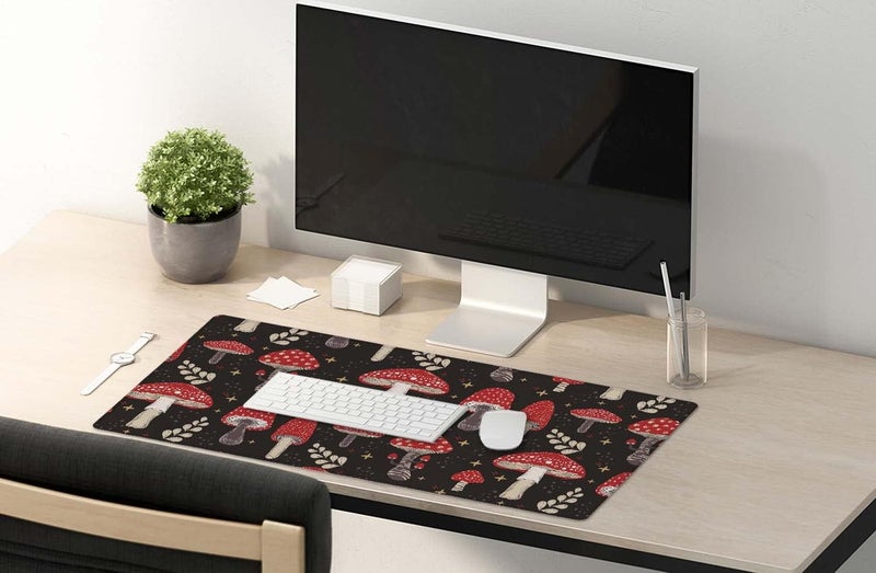 SSOIU Cute Mushroom Pattern Desk Mat, Extended Mouse Pad, Large Gaming Mouse Pad 35.5" X 15.7", Waterproof Desk Mat Stitched Edges, Non-Slip Laptop Computer Keyboard Mousepad for Office and Home - Image 5