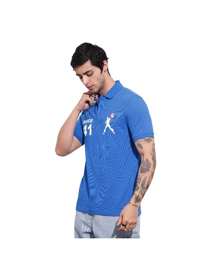 Being Human Mens Blue Polo Collar Short Sleeve Polo T-Shirt - Image 2