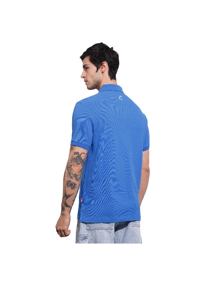 Being Human Mens Blue Polo Collar Short Sleeve Polo T-Shirt - Image 3