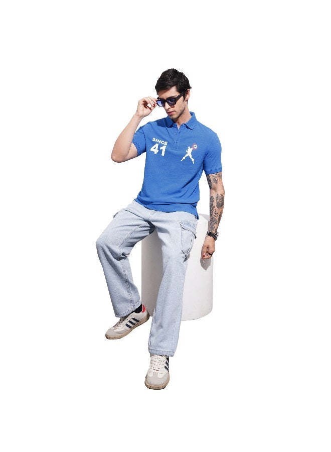 Being Human Mens Blue Polo Collar Short Sleeve Polo T-Shirt - Image 4