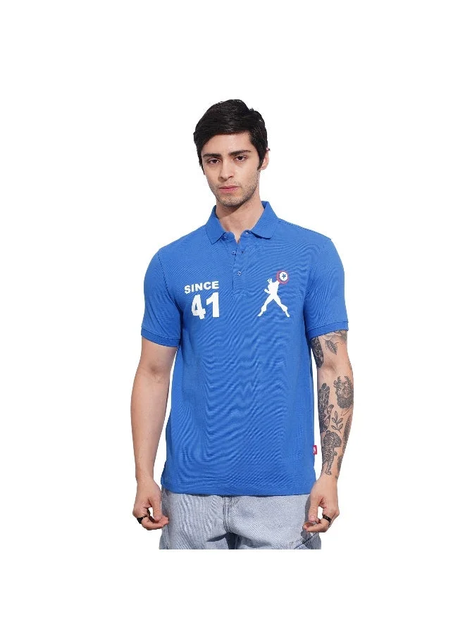 Being Human Mens Blue Polo Collar Short Sleeve Polo T-Shirt
