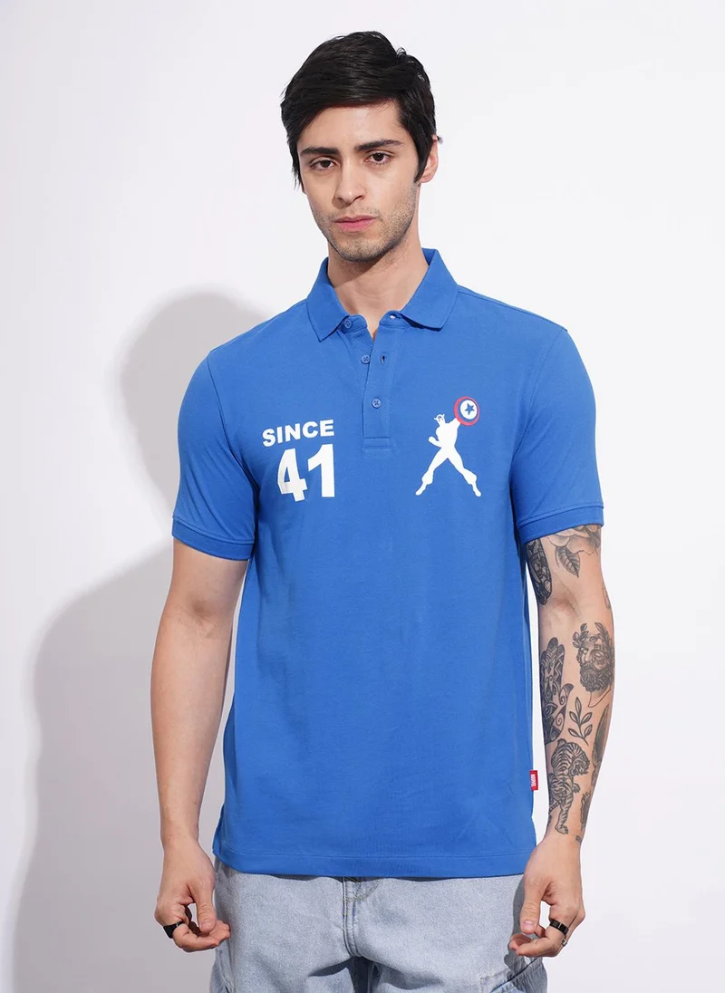 Being Human Captain America Printed Polo Collar Pure Cotton T-shirt