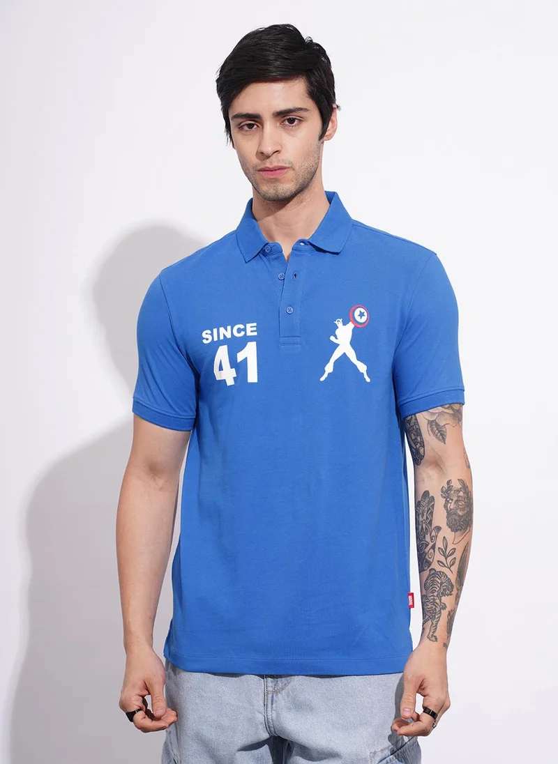 بيينغ هيومان Captain America Printed Polo Collar Pure Cotton T-shirt
