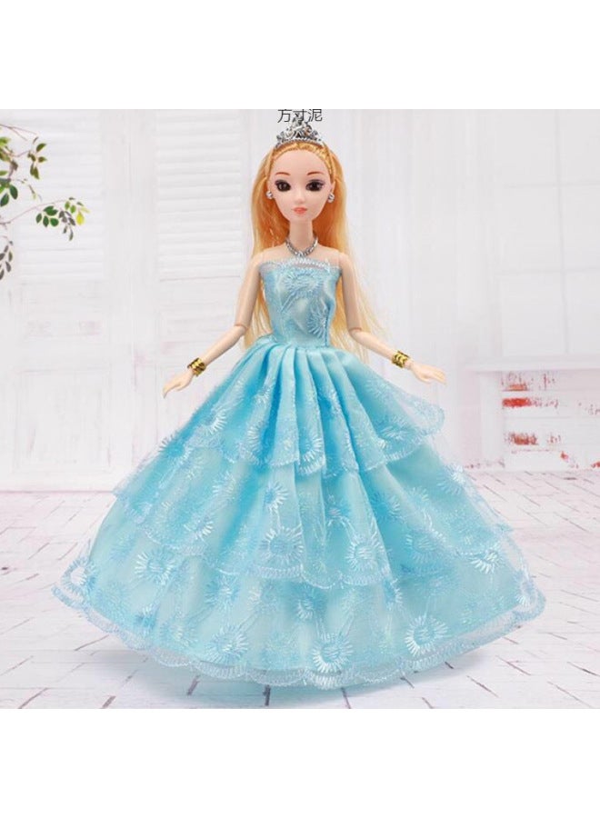Dress Up Doll Single Pack Gift Box Doll Girl Princess Wedding Dress Children's Toy Suit One Piece Wholesale-Color:Double Outfit - Pink And Blue (20 Free)-Height:3d True Eye 6 Joint Baby-gift Box - Image 5