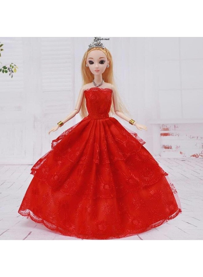 Dress Up Doll Single Pack Gift Box Doll Girl Princess Wedding Dress Children's Toy Suit One Piece Wholesale-Color:Double Outfit - Pink And Blue (20 Free)-Height:3d True Eye 6 Joint Baby-gift Box - Image 3