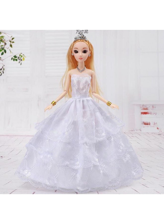 Dress Up Doll Single Pack Gift Box Doll Girl Princess Wedding Dress Children's Toy Suit One Piece Wholesale-Color:Double Outfit - Pink And Blue (20 Free)-Height:3d True Eye 6 Joint Baby-gift Box - Image 4