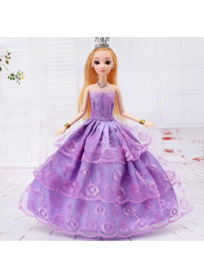 Dress Up Doll Single Pack Gift Box Doll Girl Princess Wedding Dress Children's Toy Suit One Piece Wholesale-Color:Double Outfit - Pink And Blue (20 Free)-Height:3d True Eye 6 Joint Baby-gift Box - Image 2
