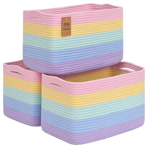 Degeyoyo Baskets for OrganizingStorage Baskets3 Pack Baskets for Shelfves15109 Woven Rainbow Baskettoy storage binsbins for organization - Image 1