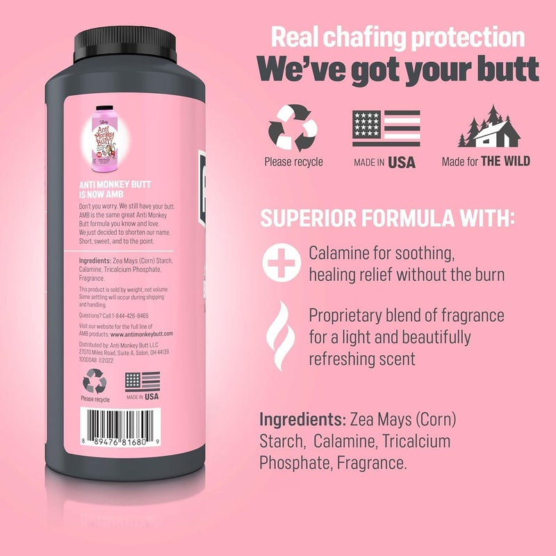 Anti Monkey Butt Body Powder for Women, Talc-Free Sweat & Chafing Relief with Calamine, Hypoallergenic Formula, 8 oz - Image 4