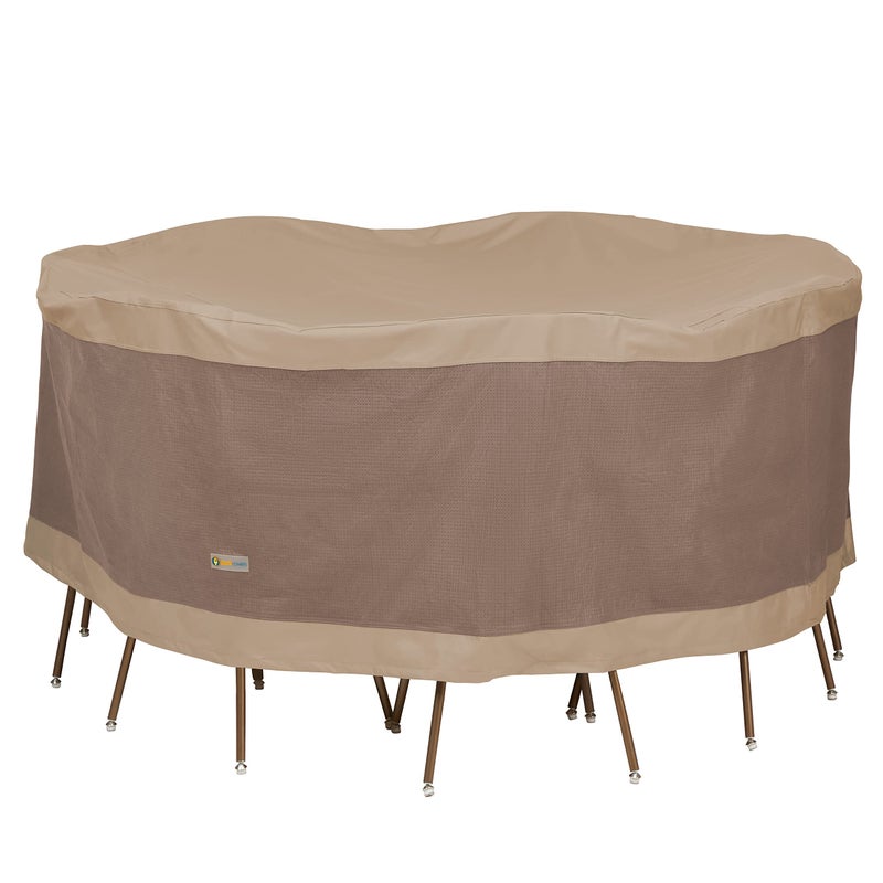 Duck Covers Elegant WaterResistant 90 Inch Round Patio Table Chair Set Cover Outdoor Table and Chair Cover