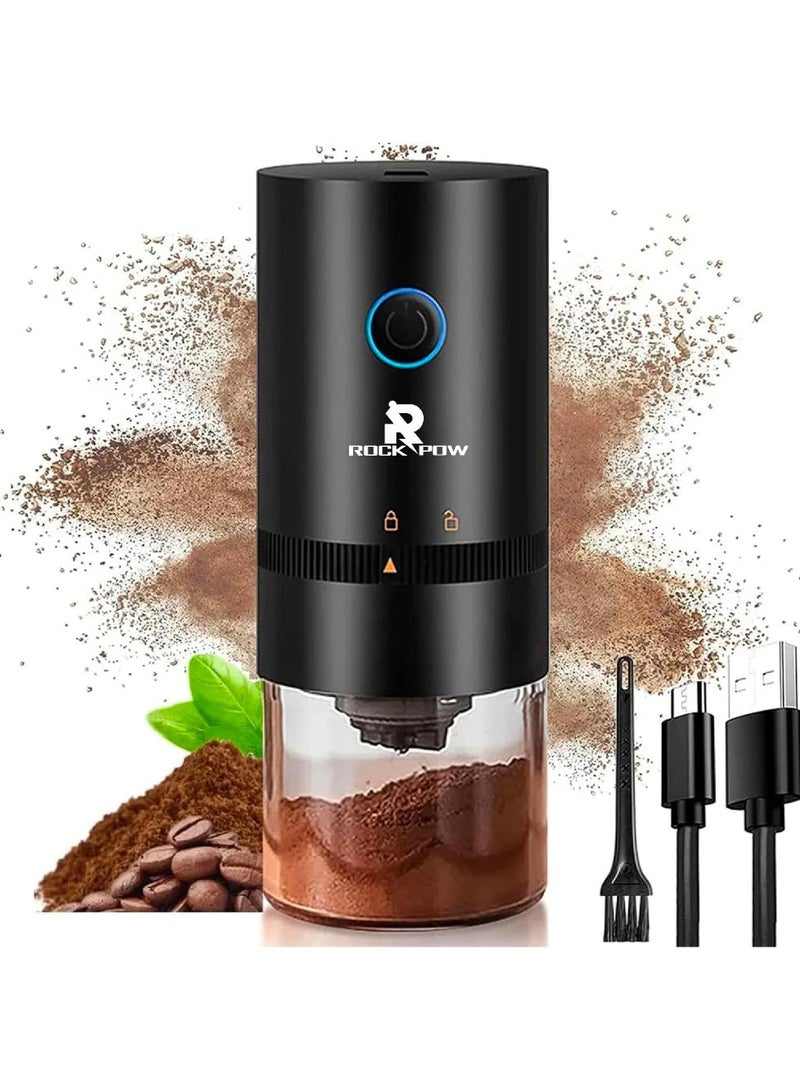 Rock Pow Coffee Grinder Electric Burr Coffee Grinder Portable Grinder with Adjustable Coarse Fine GrindingRemovable Chamber for Home Travel Office Coffee Shop - Image 1