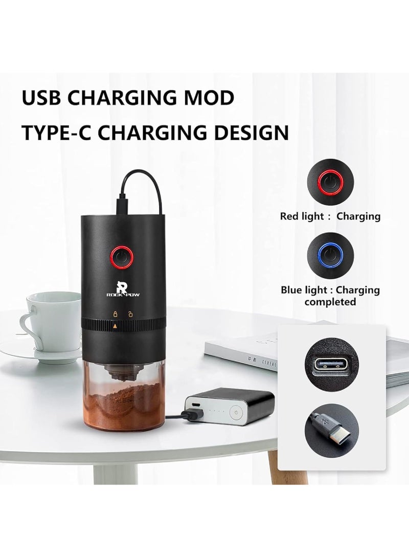 Rock Pow Coffee Grinder Electric Burr Coffee Grinder Portable Grinder with Adjustable Coarse Fine GrindingRemovable Chamber for Home Travel Office Coffee Shop - Image 3
