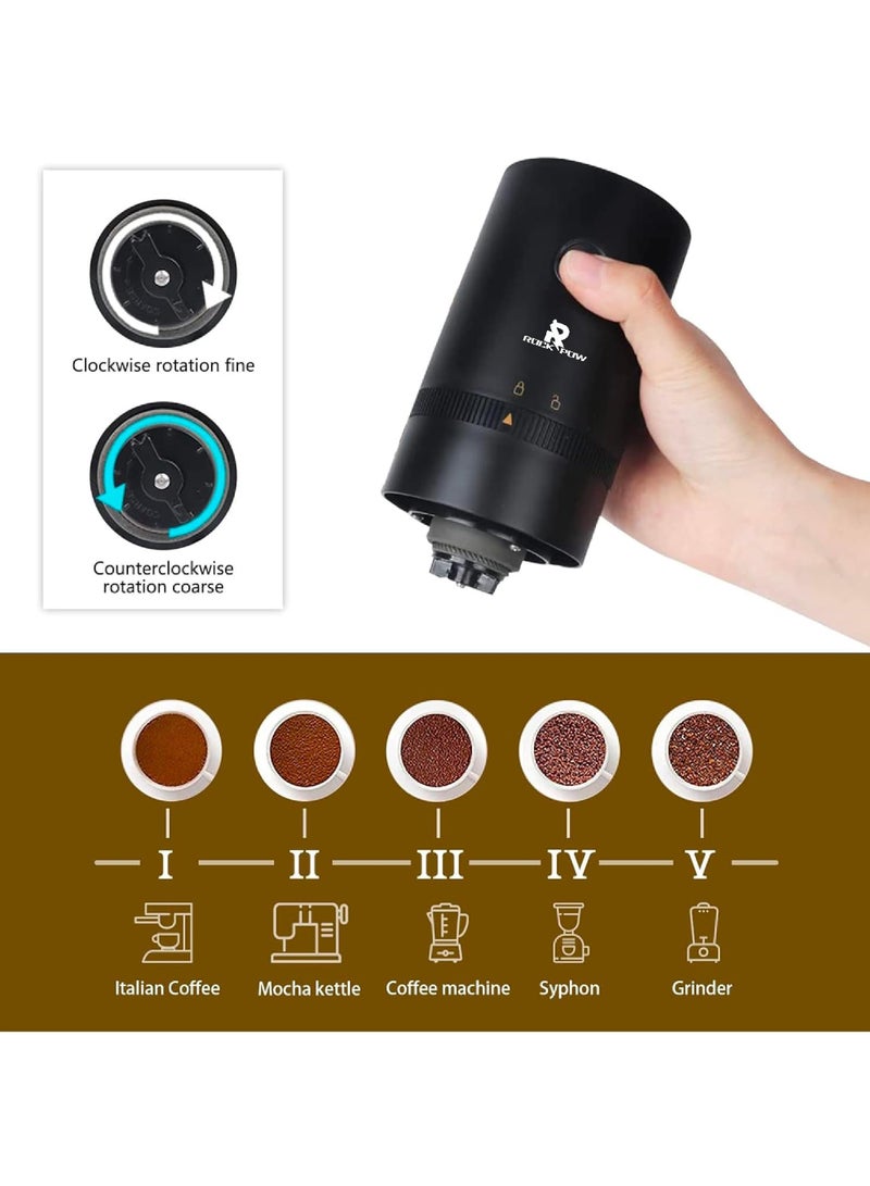 Rock Pow Coffee Grinder Electric Burr Coffee Grinder Portable Grinder with Adjustable Coarse Fine GrindingRemovable Chamber for Home Travel Office Coffee Shop - Image 4